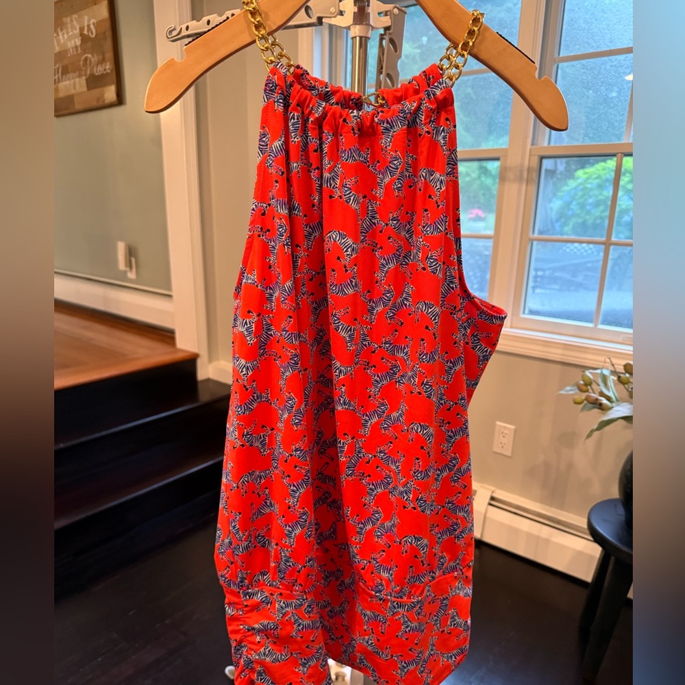 Lilly Pulitzer Red and Blue Zebra Print Tank Top